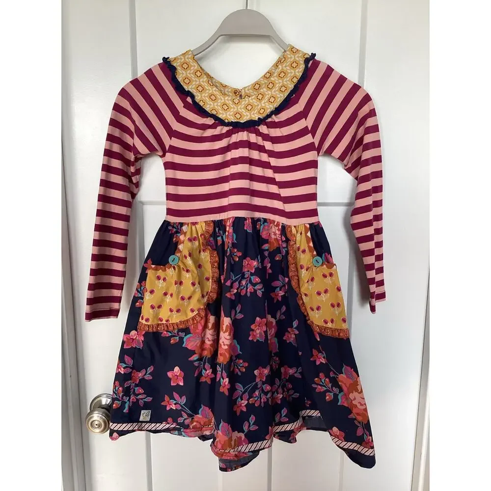 Wildflowers‎ Pink Yellow Floral Dress Girls Size 10 long sleeve